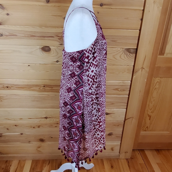 Maurices‎ Tassel Hem Sheer Lined Midi Dress Size Medium - Picture 4 of 9